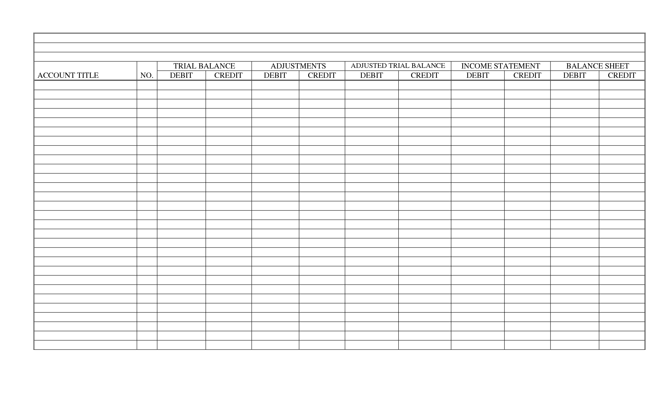 10 Column Accounting Worksheet | Printable Worksheets And For Blank Ledger Template