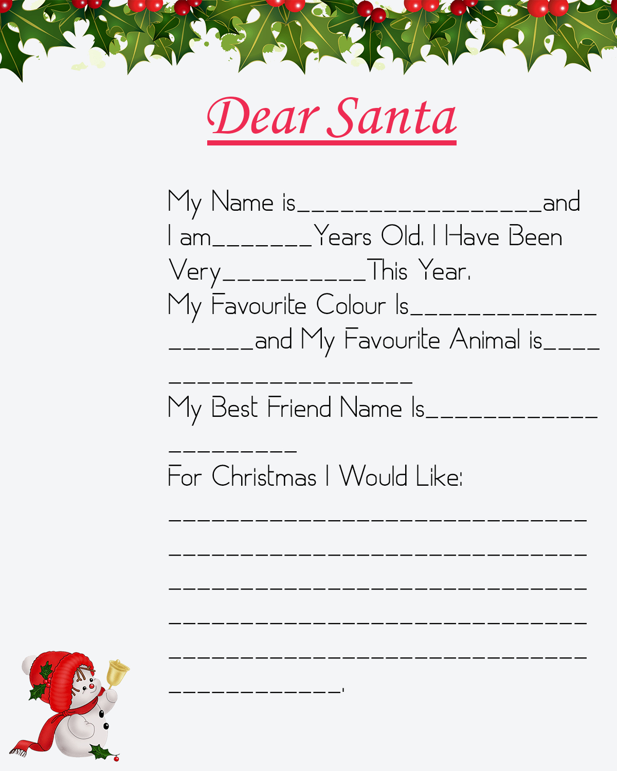 10+ Free Blank Printable Santa Letter Template | How To Wiki Throughout Blank Letter From Santa Template