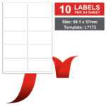 10 Labels Per A4 Sheet 99.1 X 57Mm – 100 Sheets Office Mailing Labels |  Inkmasters With Regard To Word Label Template 21 Per Sheet