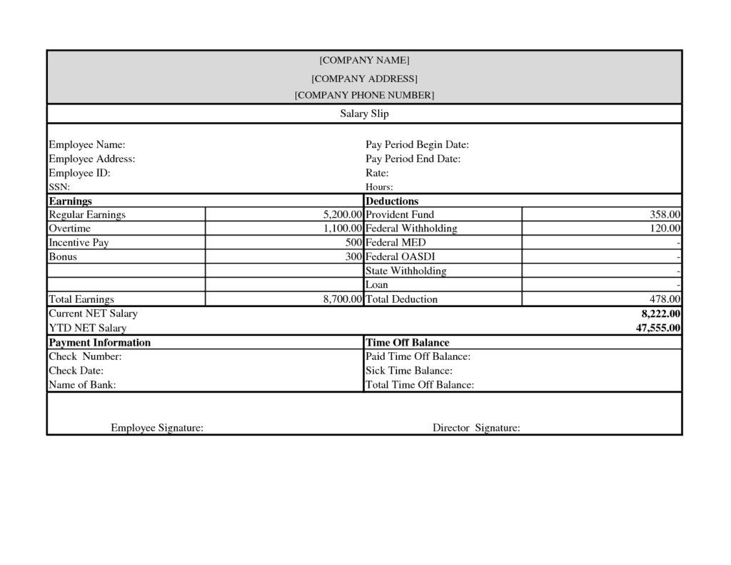 10+ Pay Stub Templates – Word Excel Pdf Formats For Pay Stub Template Word Document