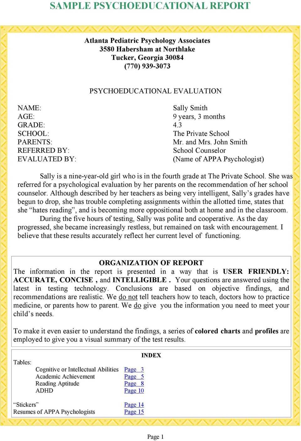 12 Psychological Assessment Report Example | Radaircars Inside School Psychologist Report Template