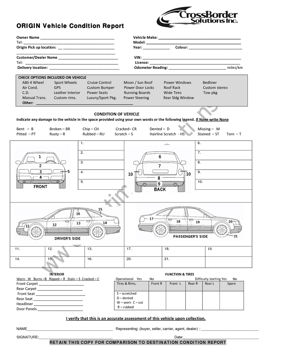 12+ Vehicle Condition Report Templates - Word Excel Samples Within Car Damage Report Template