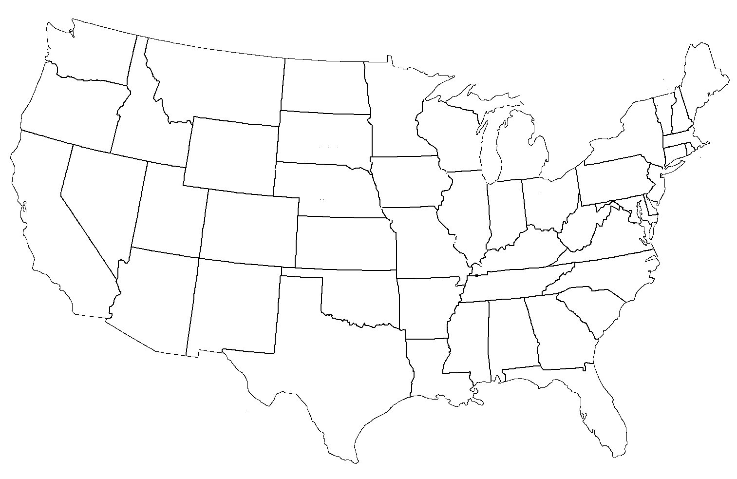 14 Usa Map Outline Template Images - United States Outline In Blank Template Of The United States