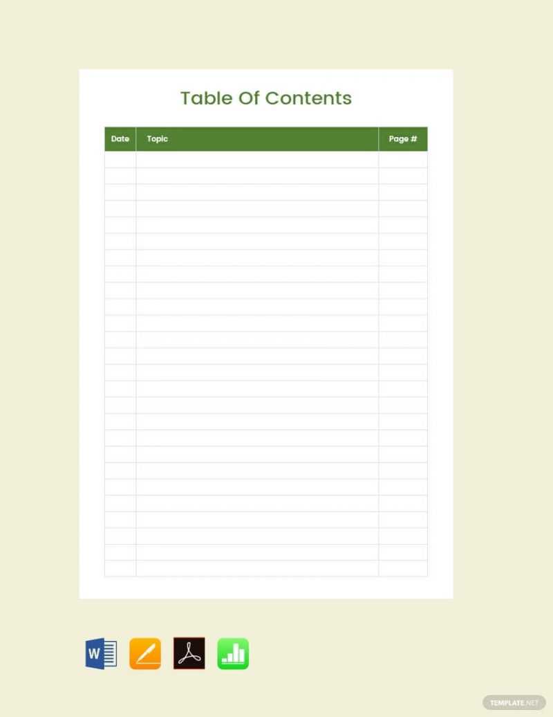15 Best Table Of Content Templates For Your Documents Inside Blank Table Of Contents Template