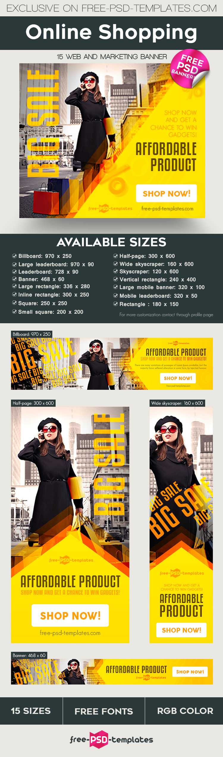 15 Free Online Shopping Banner In Psd On Behance Pertaining To Free Online Banner Templates