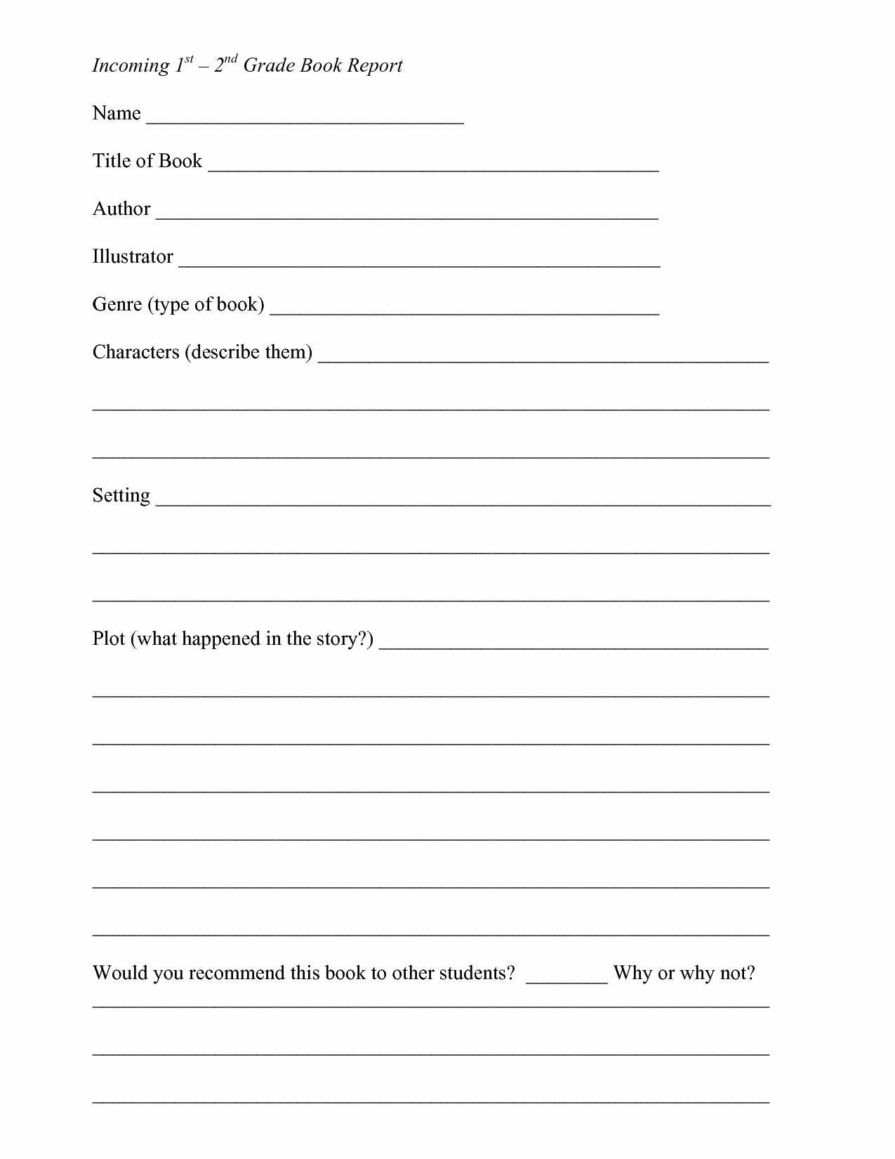 1St Grade Book Report Worksheets | Printable Worksheets And With Regard To First Grade Book Report Template
