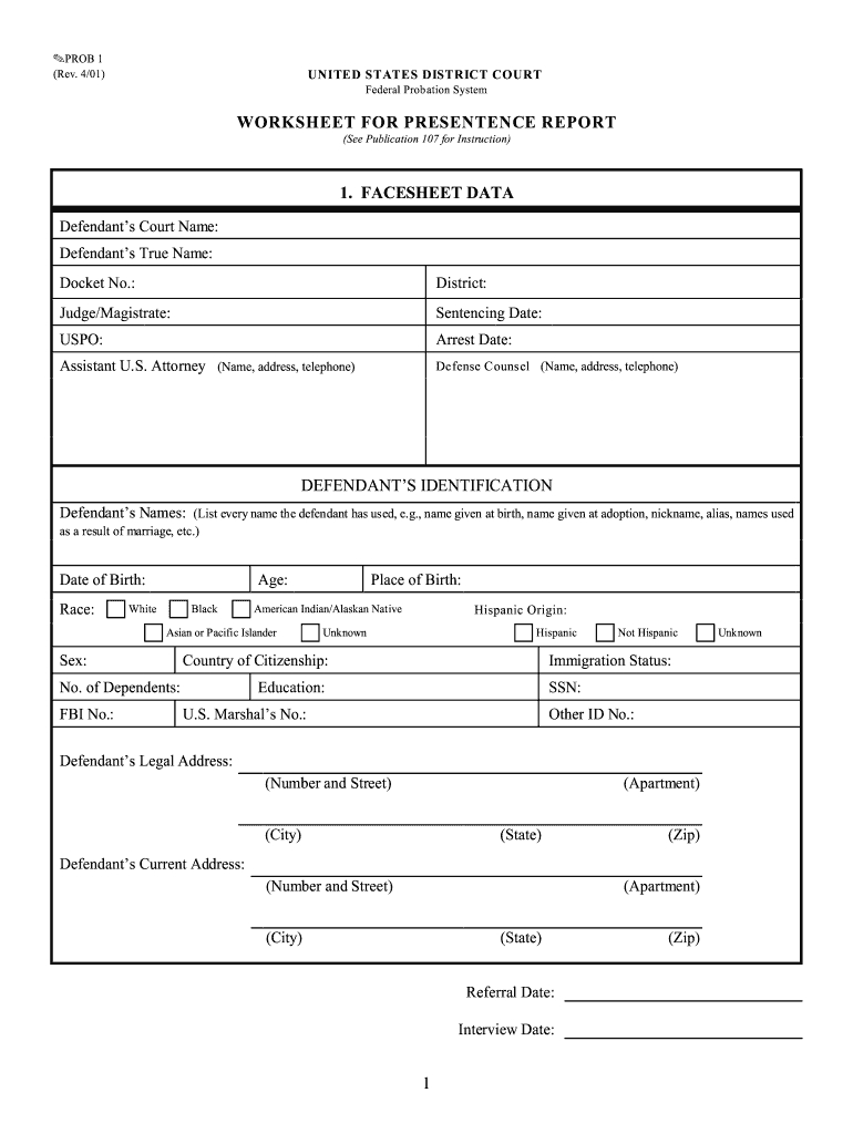 2009 2020 Form Prob 1 Fill Online, Printable, Fillable Pertaining To Presentence Investigation Report Template