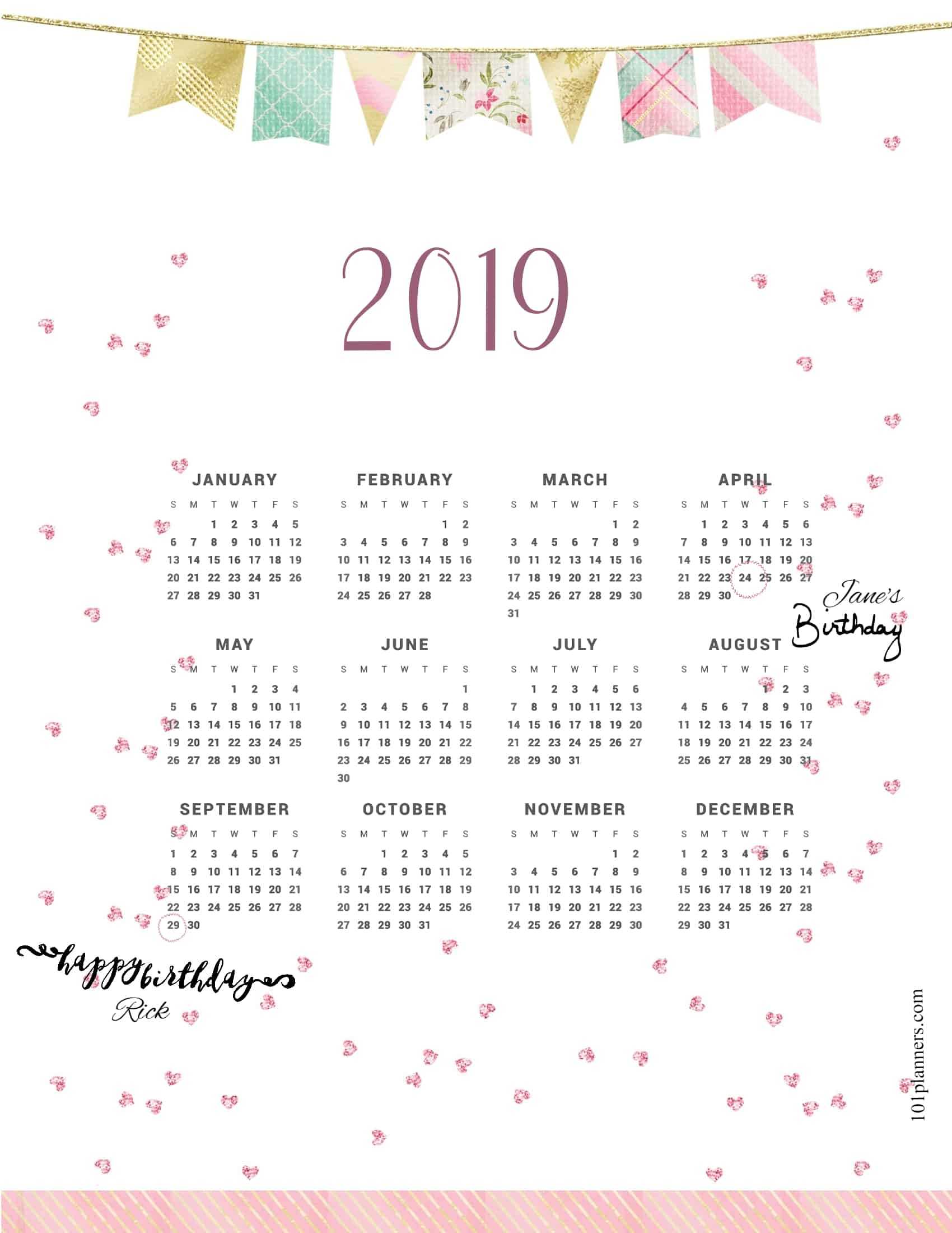 2019 Calendar Pertaining To Month At A Glance Blank Calendar Template