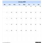 2020 Blank Calendar Blank Portrait Orientation Free For Blank One Month Calendar Template