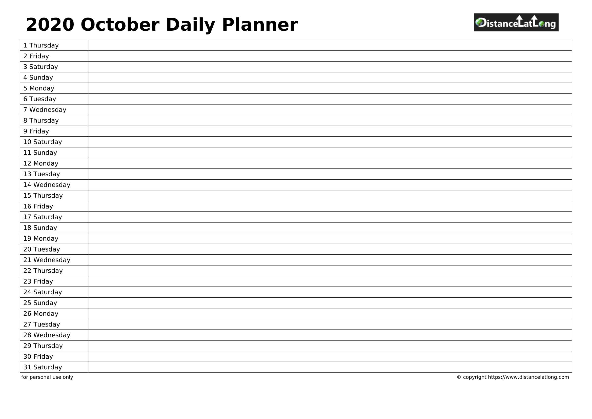 2020 Family Calendar Family Landscape Orientation Free With Regard To Printable Blank Daily Schedule Template