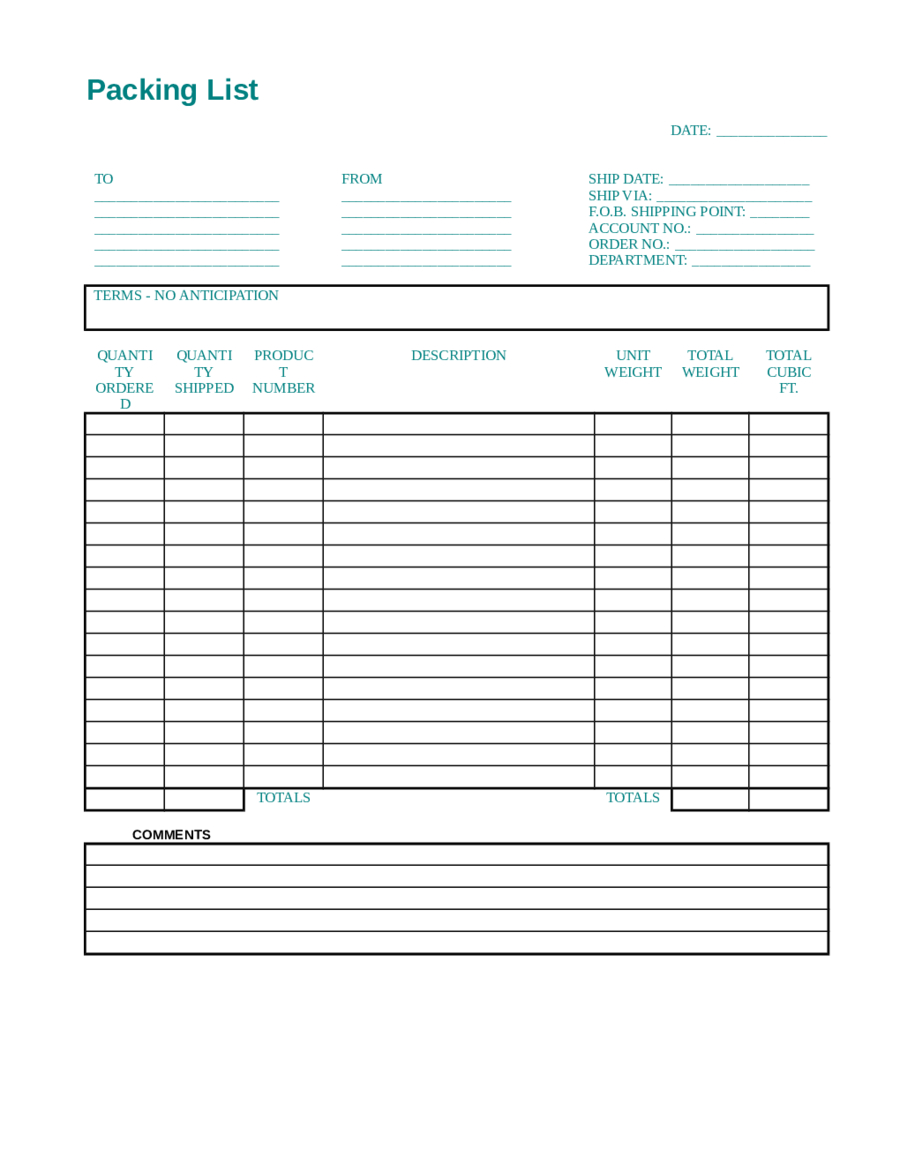 2020 Release Of Interest Form – Fillable, Printable Pdf Within Blank Packing List Template