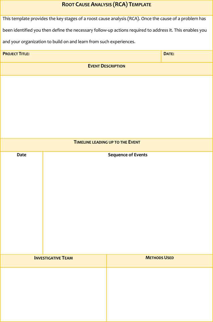 24+ Root Cause Analysis Templates (Word, Excel, Powerpoint Regarding Failure Analysis Report Template