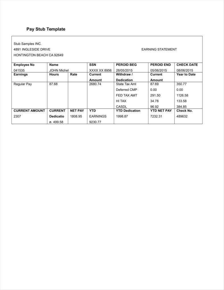 27+ Free Pay Stub Templates – Pdf, Doc, Xls Format Download Pertaining To Pay Stub Template Word Document