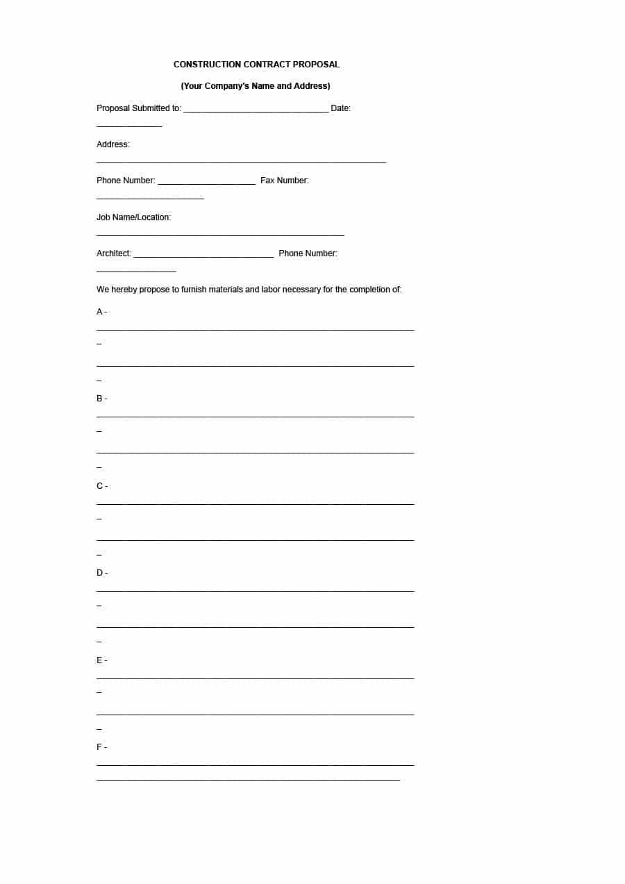 31 Construction Proposal Template & Construction Bid Forms Inside Free Construction Proposal Template Word