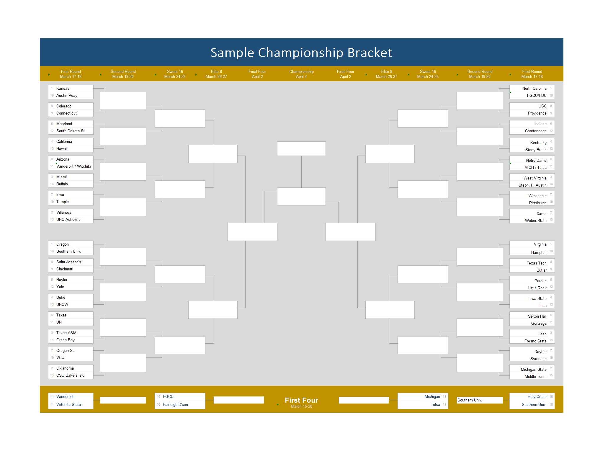 34 Blank Tournament Bracket Templates (&100% Free) ᐅ Intended For Blank Scheme Of Work Template