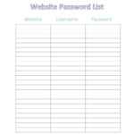 39 Best Password List Templates (Word, Excel & Pdf) ᐅ Pertaining To Blank Table Of Contents Template Pdf