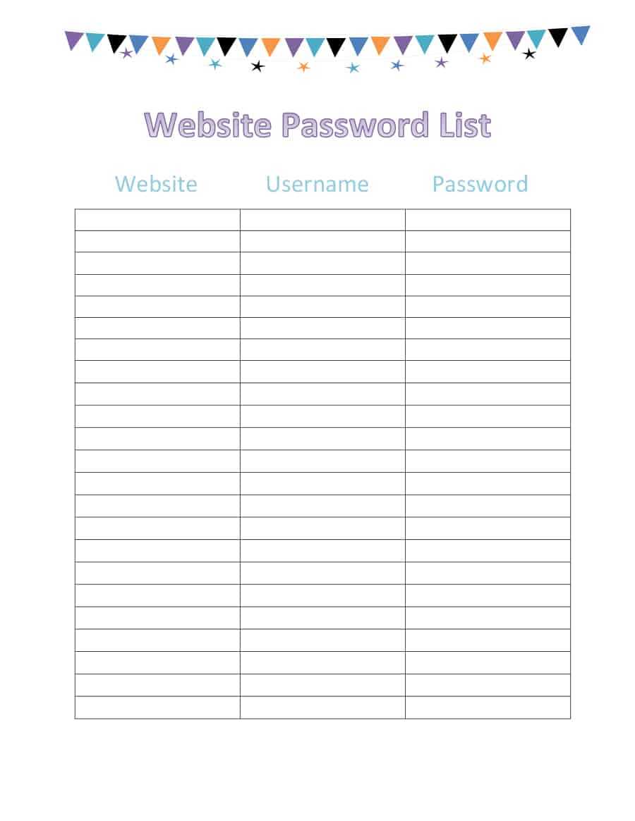 39 Best Password List Templates (Word, Excel & Pdf) ᐅ Pertaining To Blank Table Of Contents Template Pdf