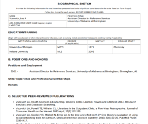396B Biosketch Nih Template | Wiring Resources for Nih Biosketch Template Word
