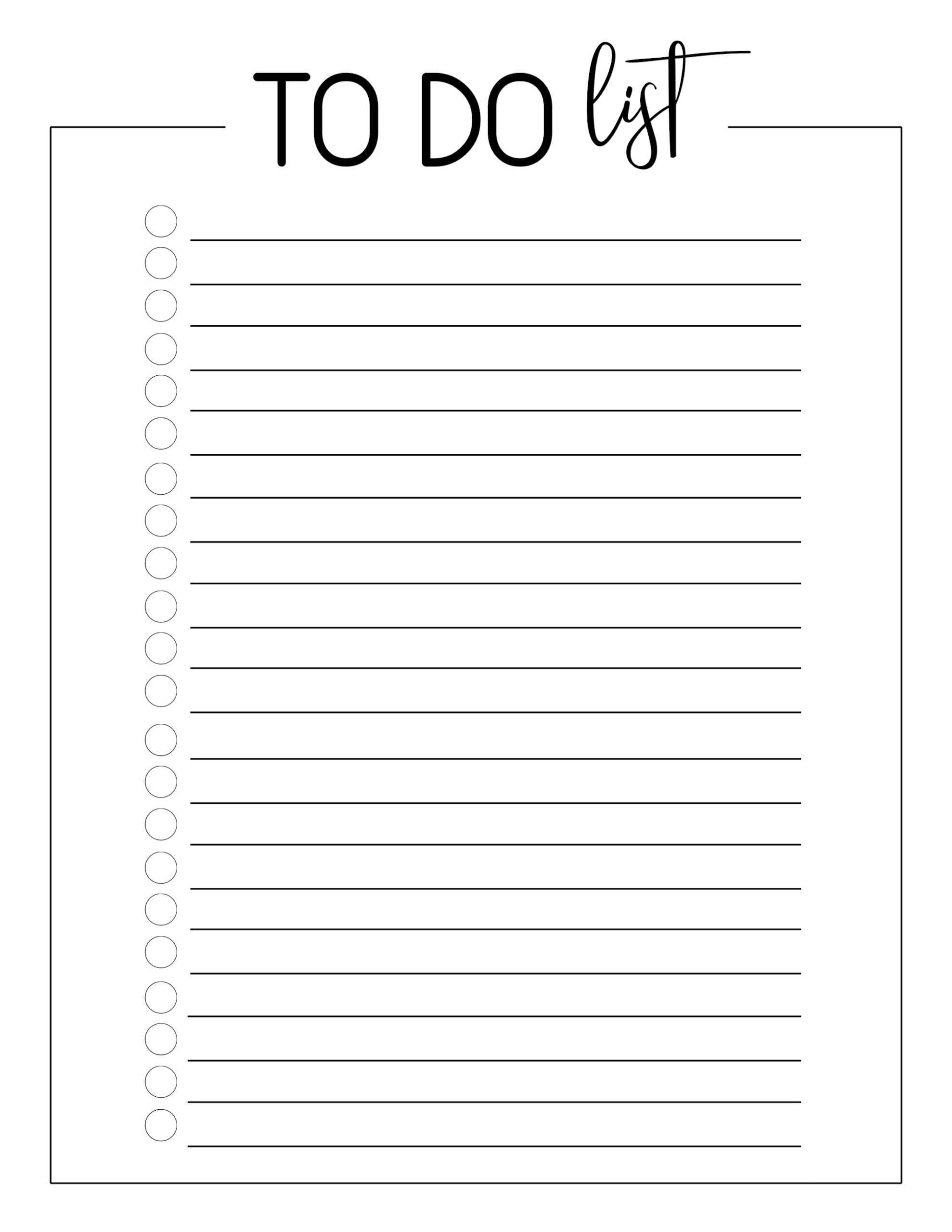 Blank To Do List Template - Best Professional Templates