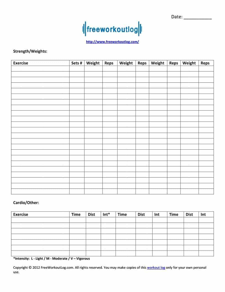 40+ Effective Workout Log & Calendar Templates ᐅ Templatelab For Blank Workout Schedule Template