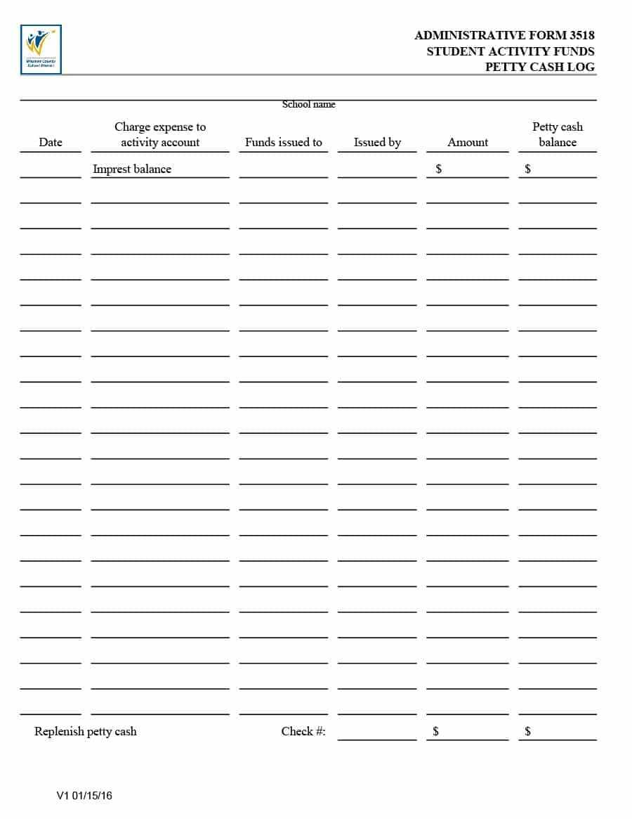40 Petty Cash Log Templates & Forms [Excel, Pdf, Word] ᐅ Intended For Petty Cash Expense Report Template