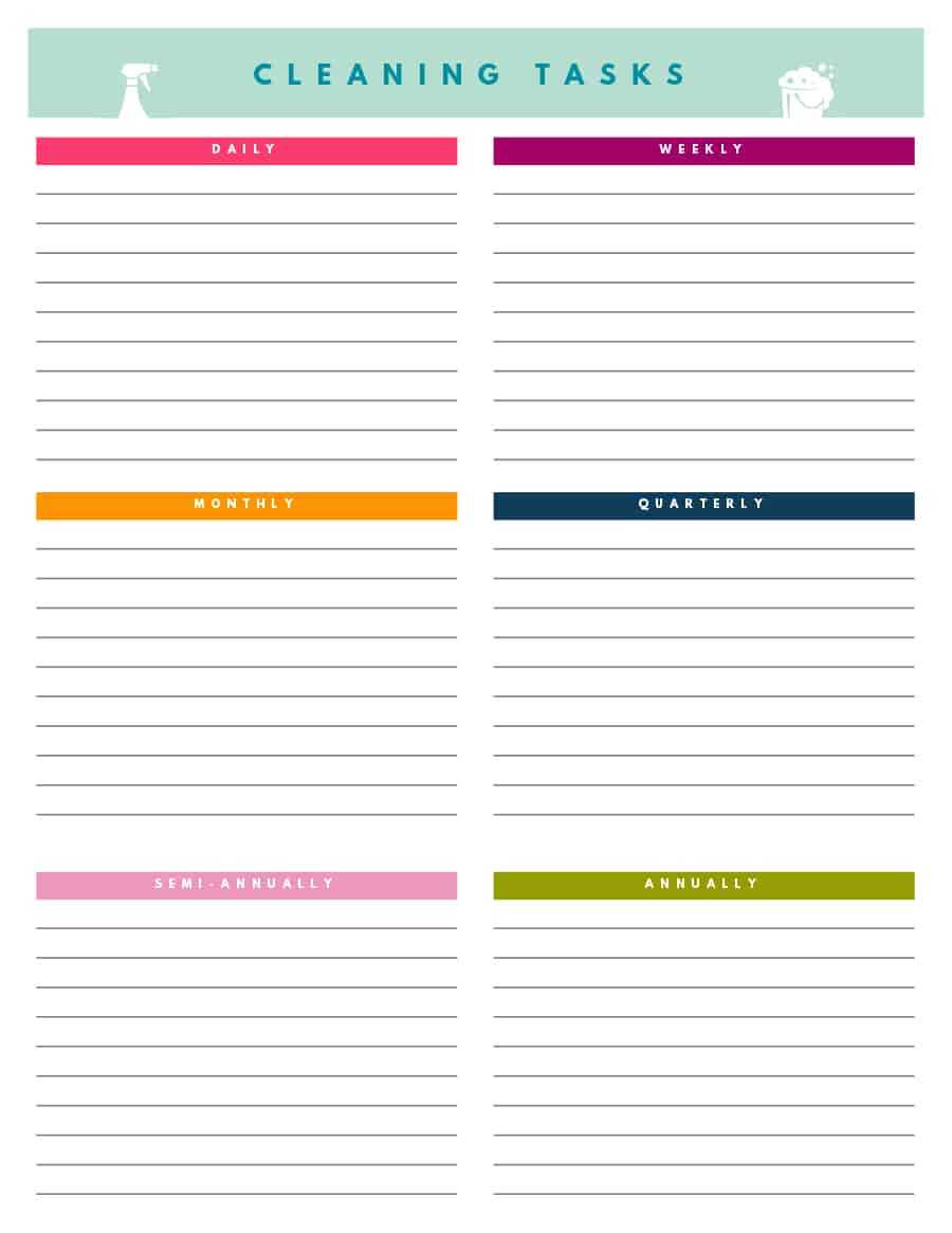 40 Printable House Cleaning Checklist Templates ᐅ Templatelab With Regard To Blank Cleaning Schedule Template