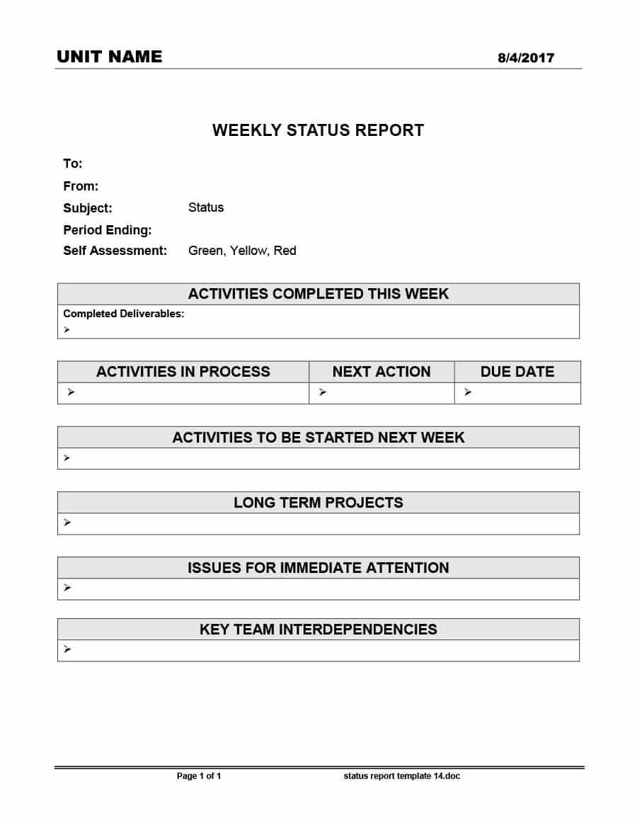 40+ Project Status Report Templates [Word, Excel, Ppt] ᐅ With Regard To Activity Report Template Word