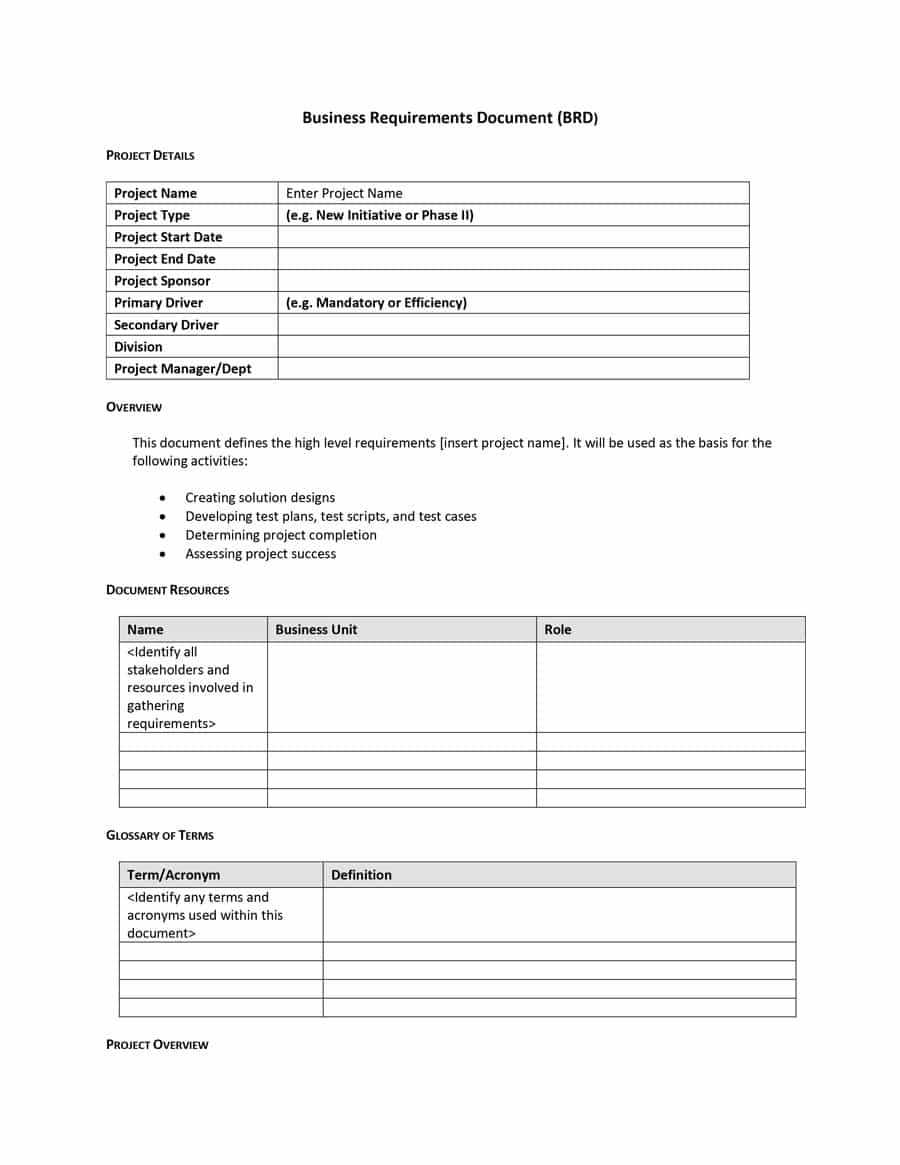 40+ Simple Business Requirements Document Templates ᐅ For Reporting Requirements Template