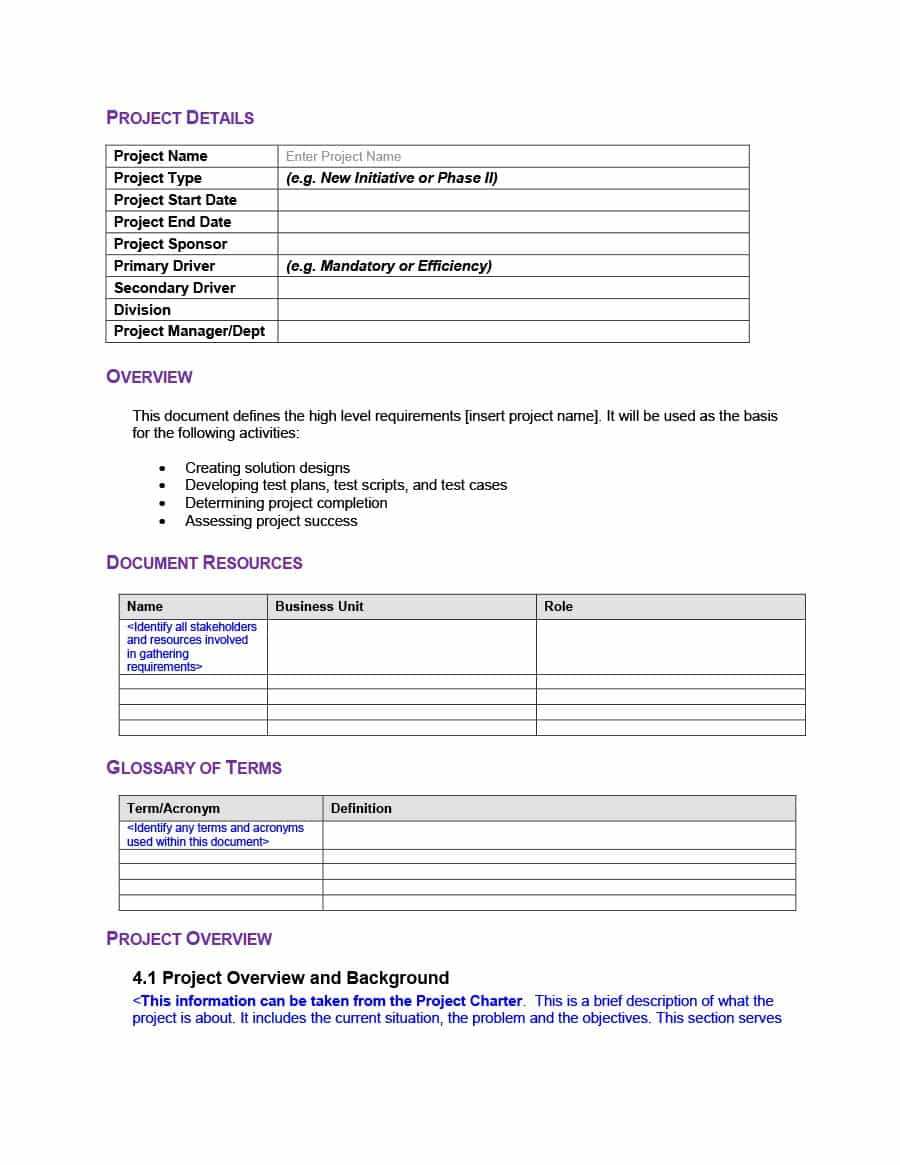 40+ Simple Business Requirements Document Templates ᐅ With Reporting Requirements Template