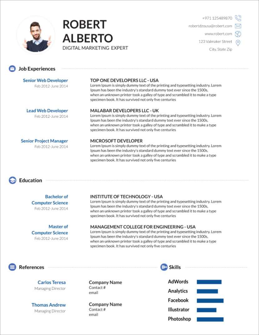 45 Free Modern Resume / Cv Templates – Minimalist, Simple Throughout Resume Templates Word 2007