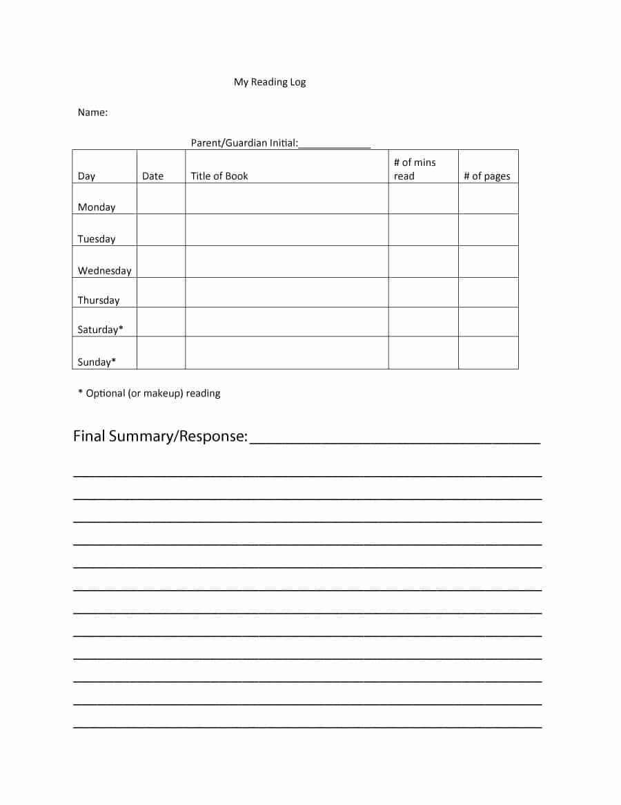 47 Printable Reading Log Templates For Kids, Middle School With Middle School Book Report Template