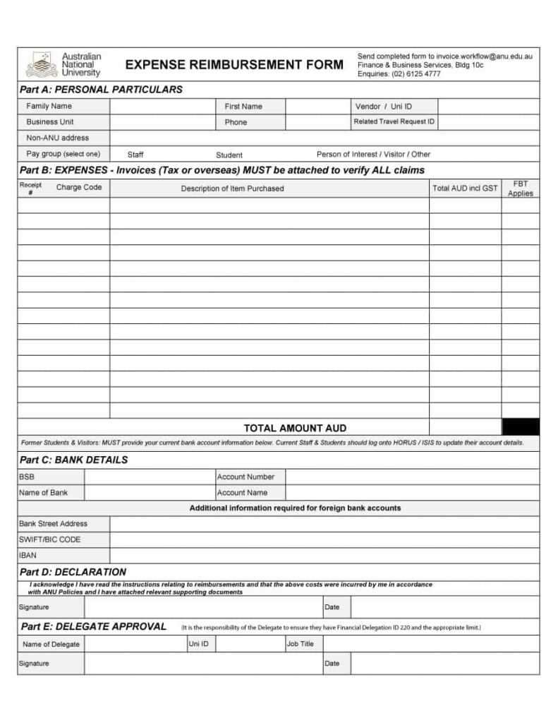 Reimbursement Form Template Word - Best Professional Templates