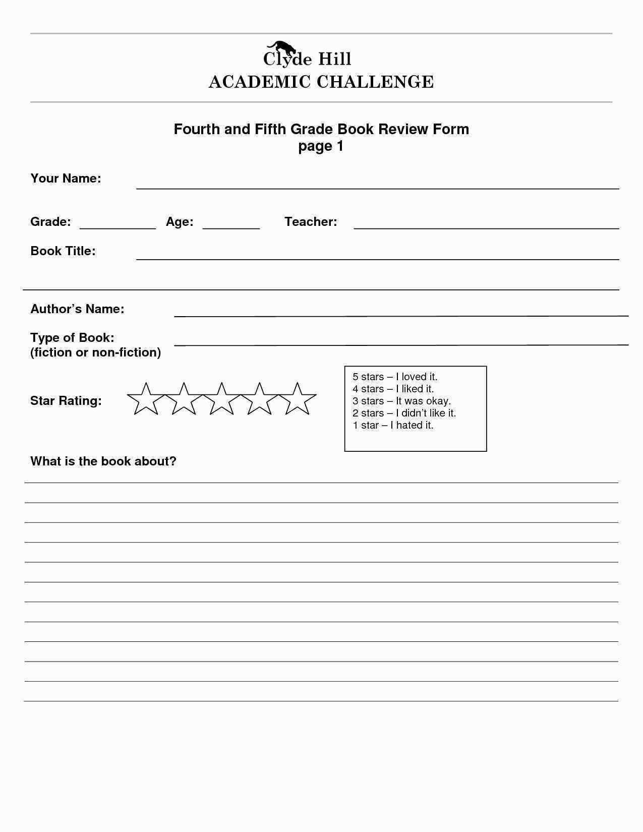 4Th Grade Book Report Worksheets | Printable Worksheets And With First Grade Book Report Template