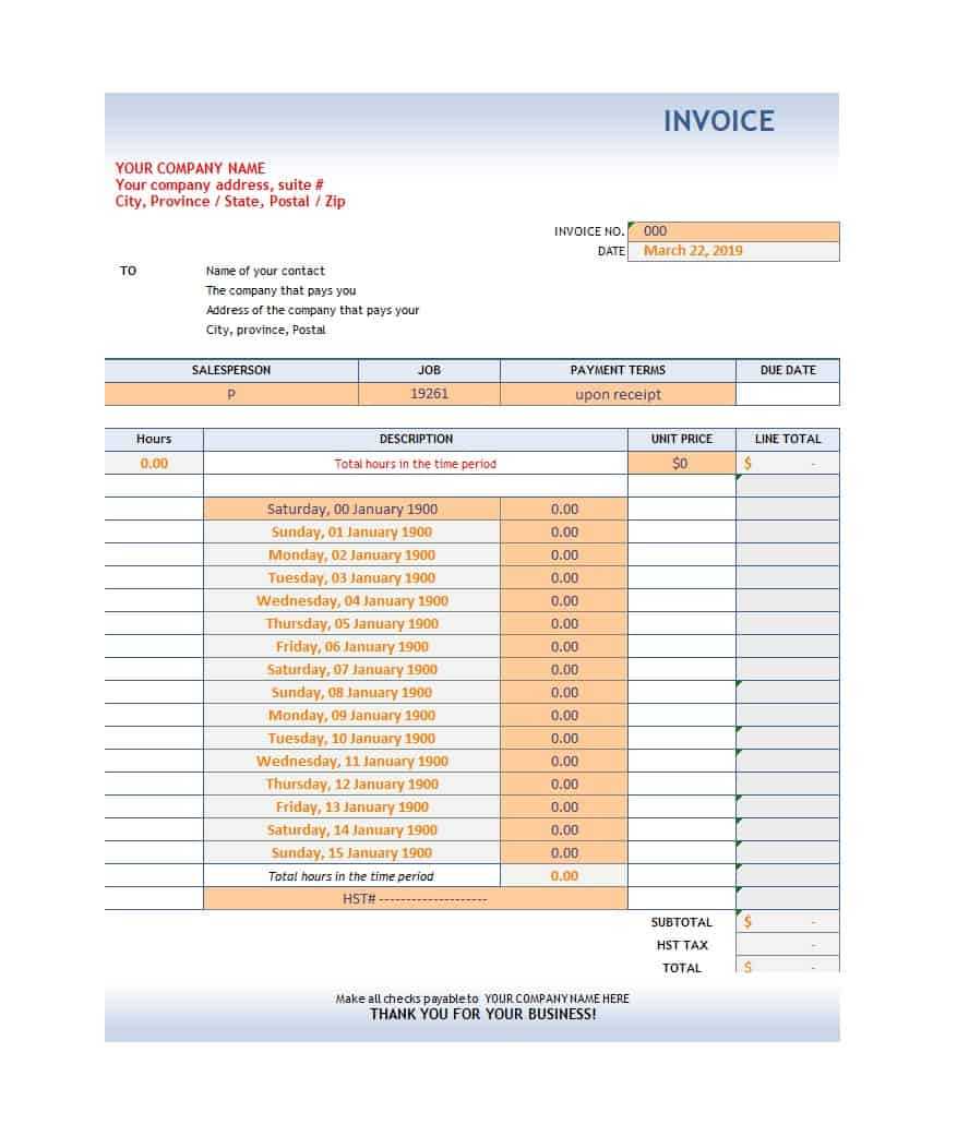 50 Simple Service Invoice Templates [Ms Word] – Template Archive Inside Hours Of Operation Template Microsoft Word