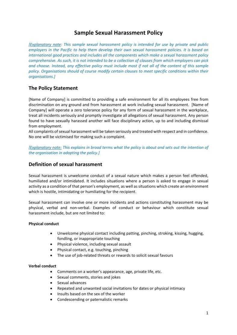 6+ Harassment Policy Templates – Pdf, Doc | Free & Premium Within Sexual Harassment Investigation Report Template