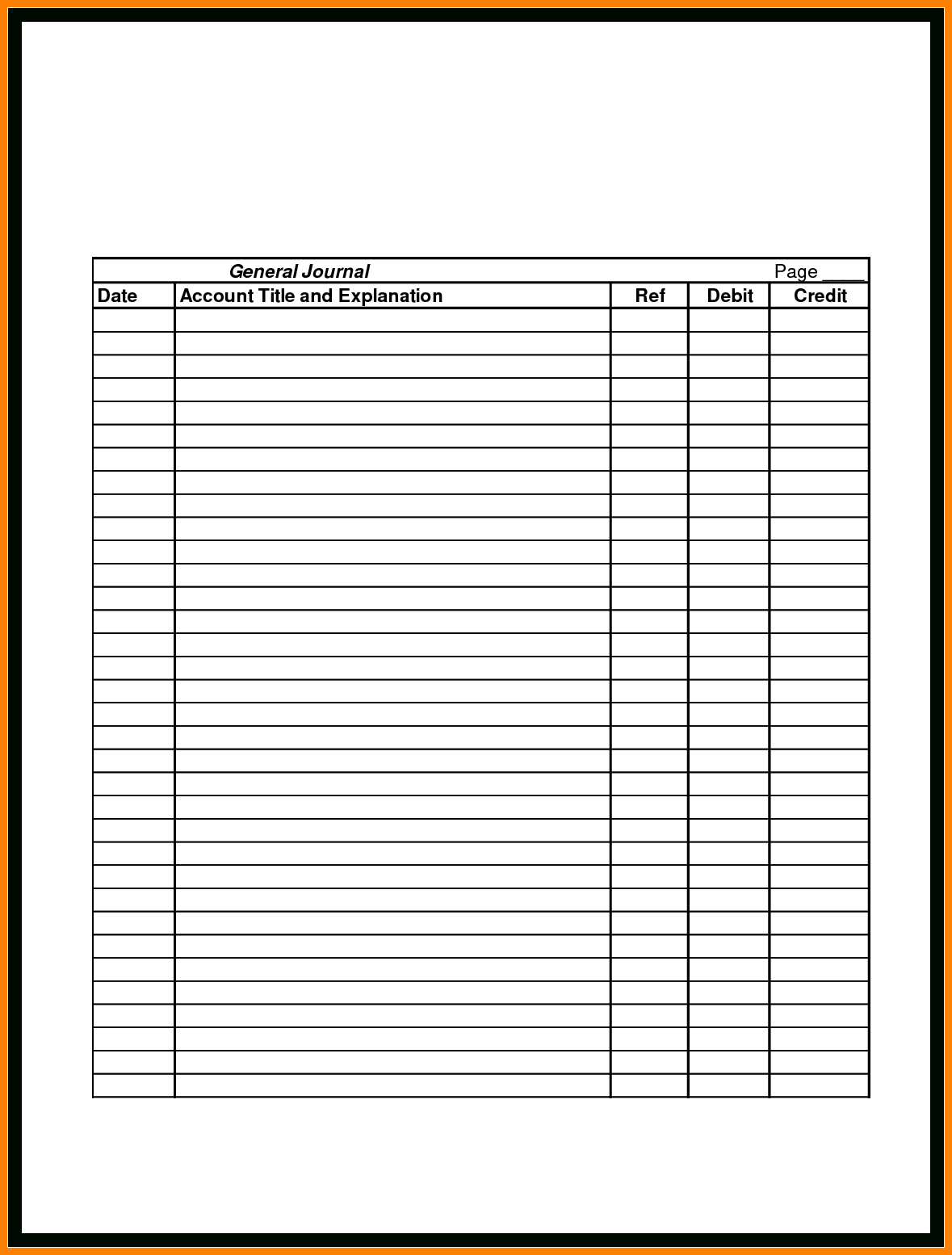 8+ General Journal Ledger Template – Manual Journal Inside Double Entry Journal Template For Word