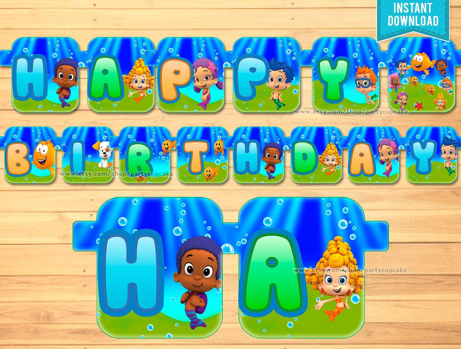80% Off Sale Happy Birthday Banner Bubble Guppies – Instant Download – Pdf  Files – High Resolution – Holiday Party – Bubble Decoration In Bubble Guppies Birthday Banner Template