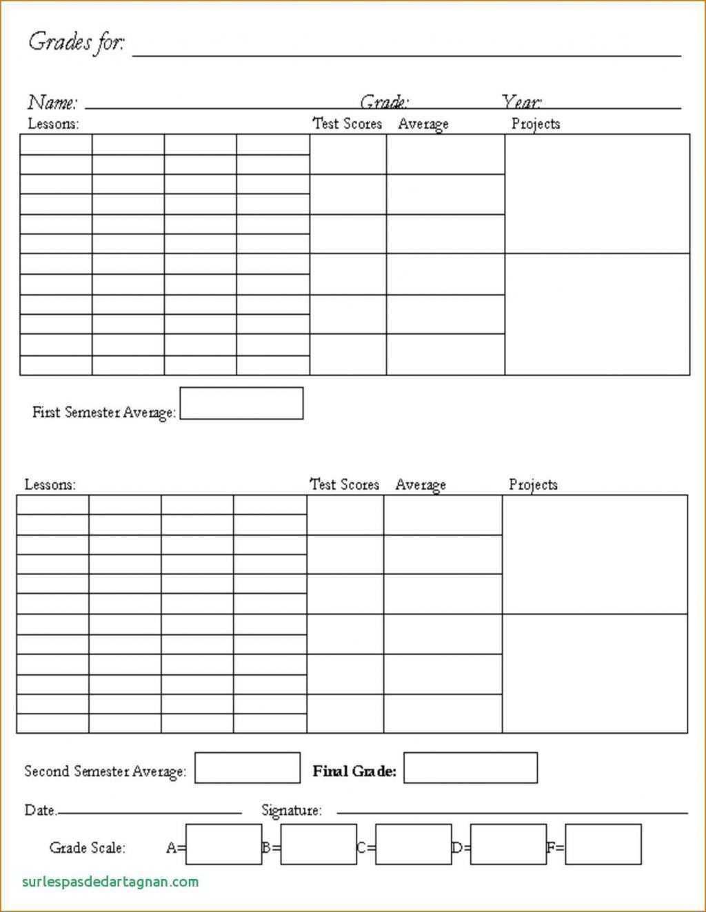 81 The Best Report Card Template For Homeschool Photo With In Blank Report Card Template