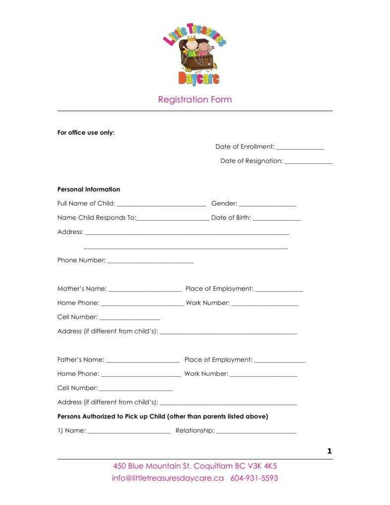 9+ Daycare Application Form Templates – Free Pdf, Doc Format Pertaining To Daycare Infant Daily Report Template