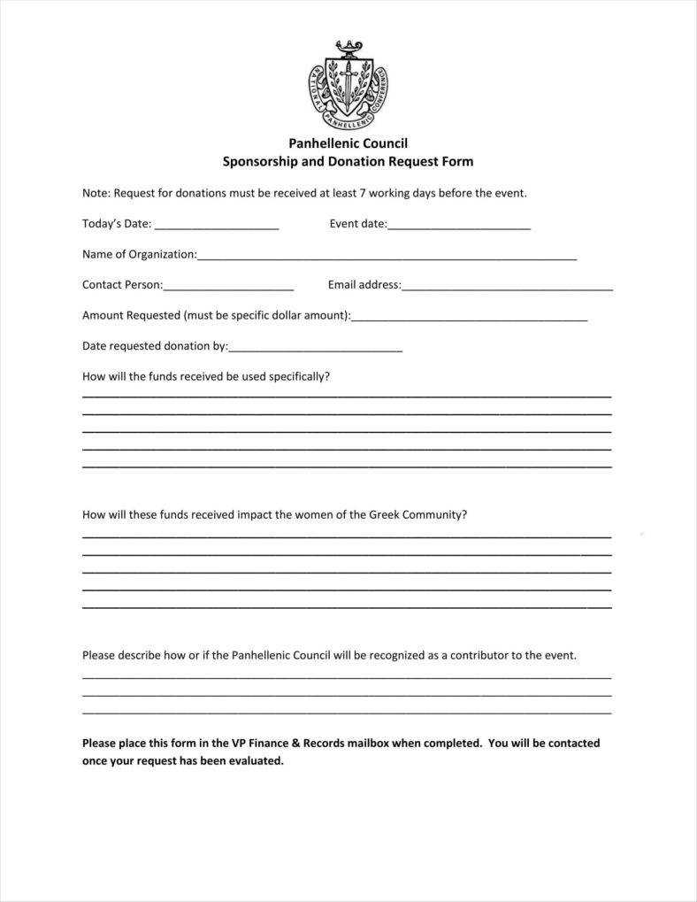 9+ Donation Application Form Templates Free Pdf Format Inside Blank Sponsorship Form Template