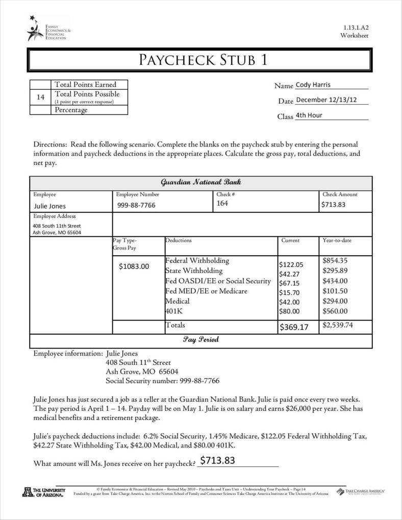 9+ Free Pay Stub Templates Word, Pdf, Excel Format Download For Blank Pay Stubs Template