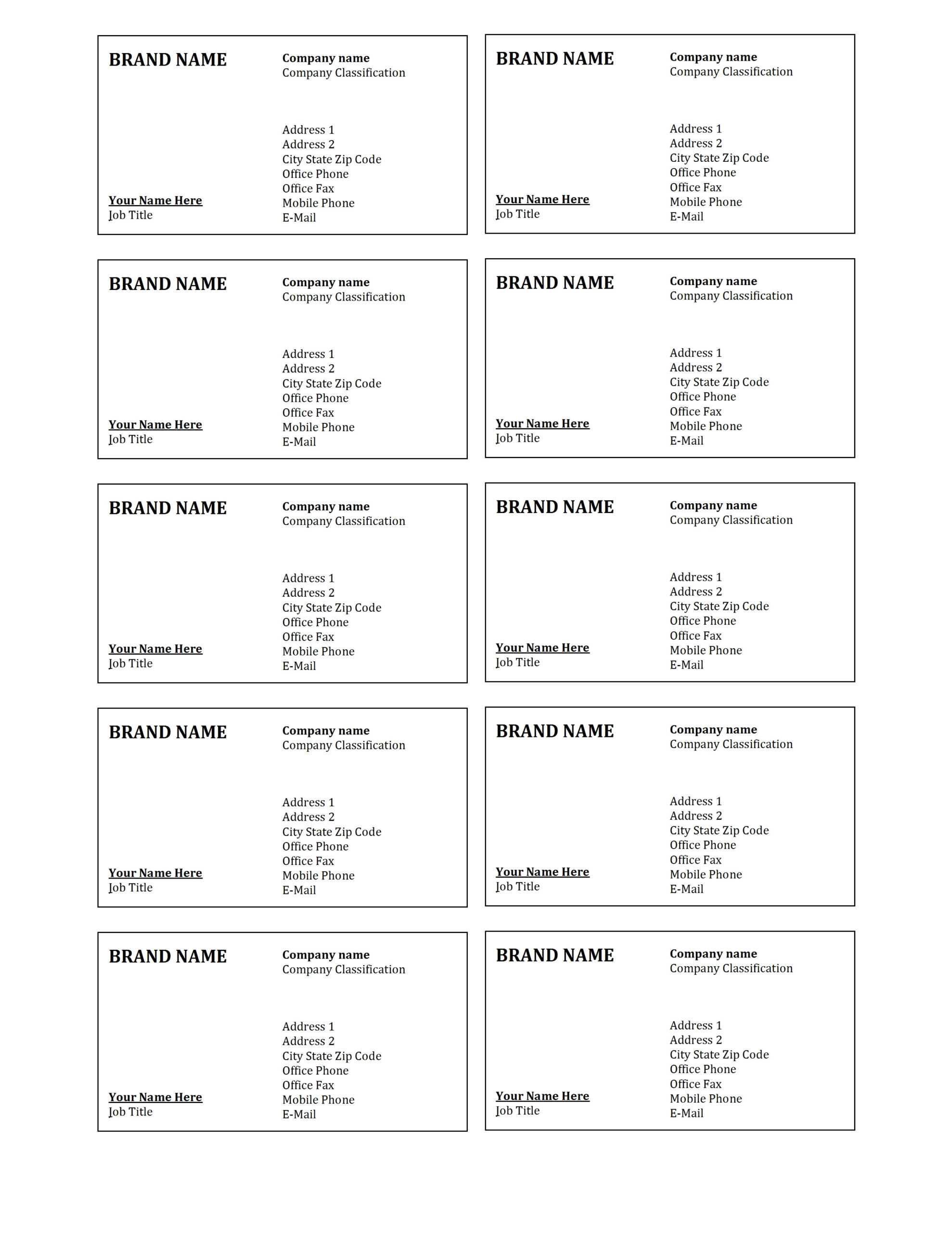 9 Visiting Card Sheet Templates | Fax Cover Sheet Examples Pertaining To Plain Business Card Template Microsoft Word