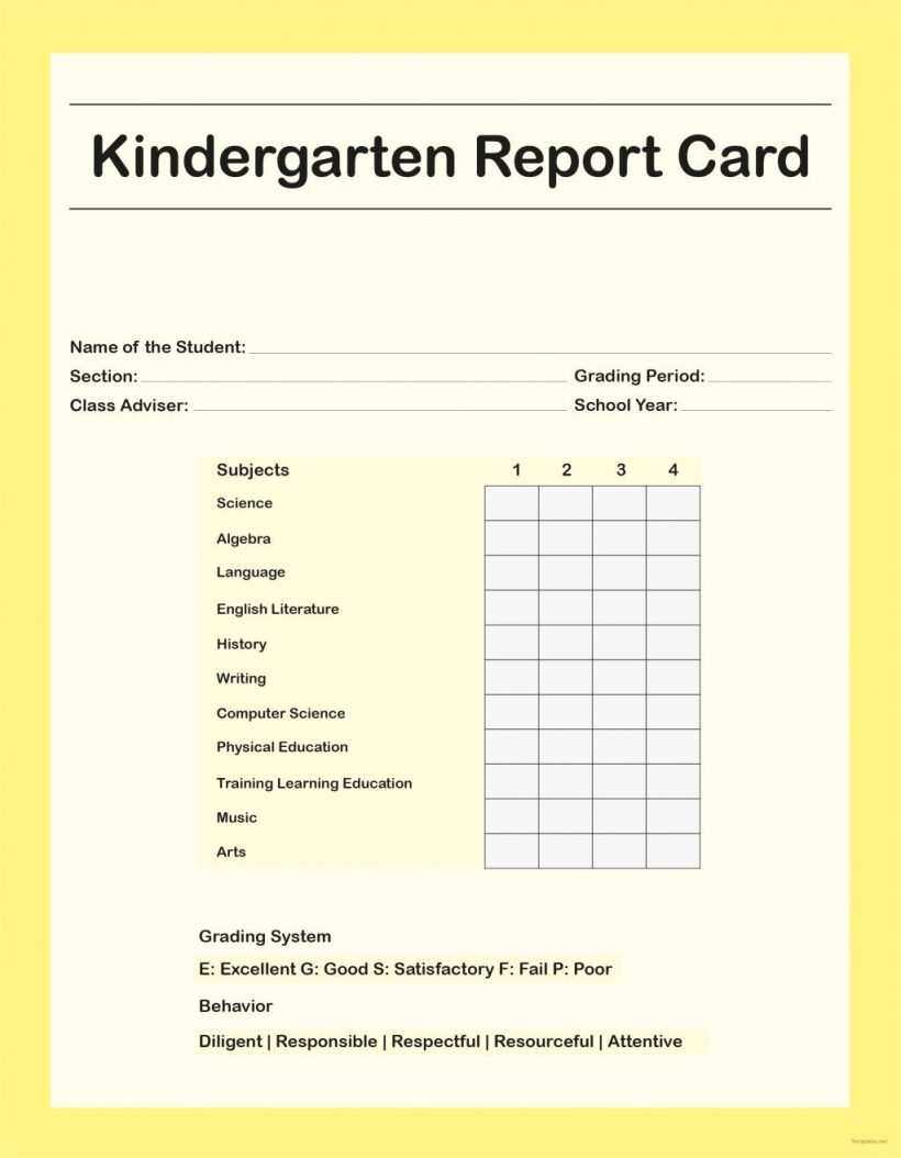 93 Adding Homeschool Kindergarten Report Card Template For Regarding Kindergarten Report Card Template