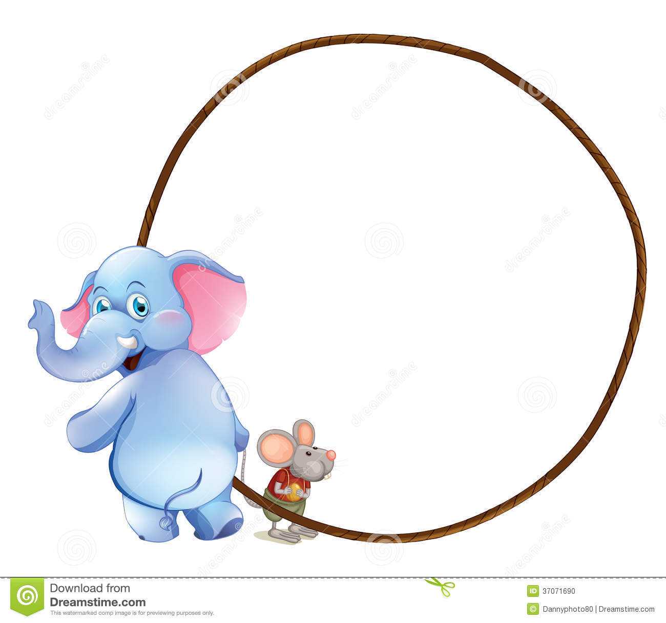 A Round Empty Template With An Elephant And A Mouse Stock Inside Blank Elephant Template