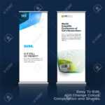 Abstract Business Vector Set Of Modern Roll Up Banner Stand Design Template  With Colourful Soft, Rounded Shapes Pertaining To Banner Stand Design Templates