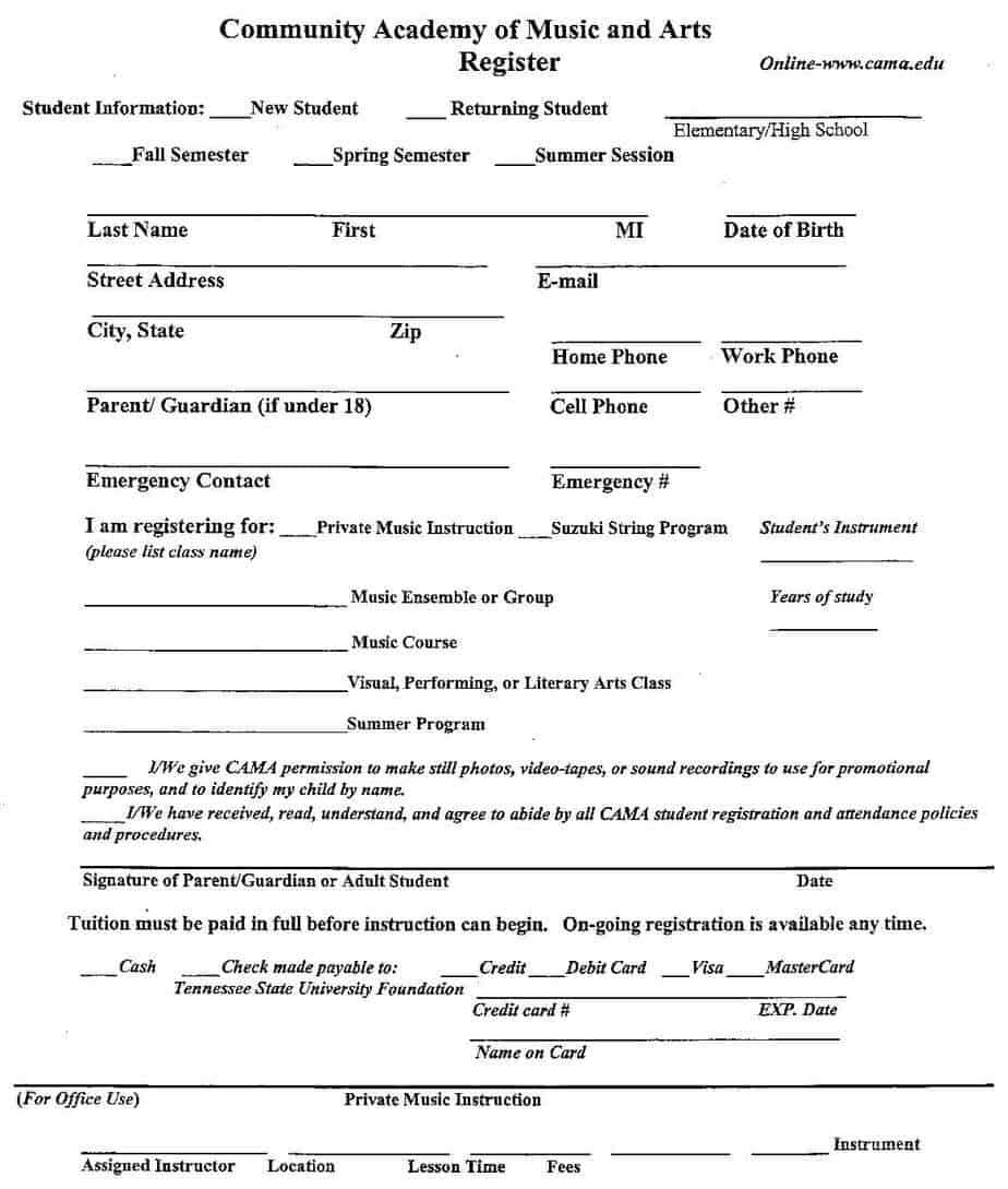 Academy Registration Form Templates – Word Excel Fomats Inside School Registration Form Template Word