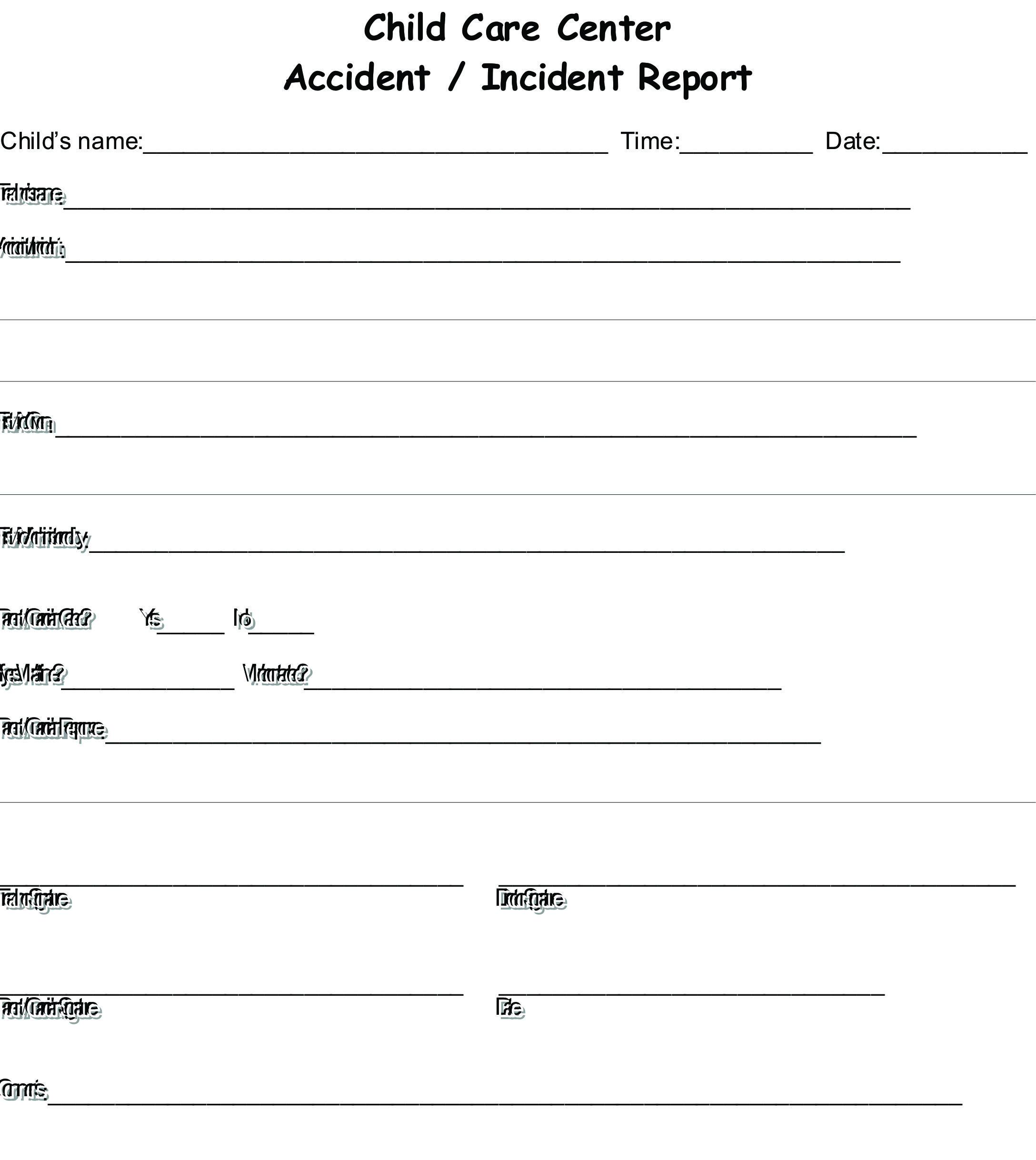 Accident Incident Report Form Template With Incident Report Form Template Word