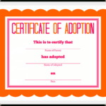 Adoption Certificate Template – Certificate Templates throughout Blank Adoption Certificate Template