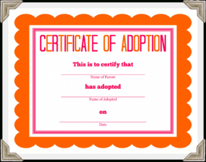 Adoption Certificate Template – Certificate Templates throughout Blank Adoption Certificate Template