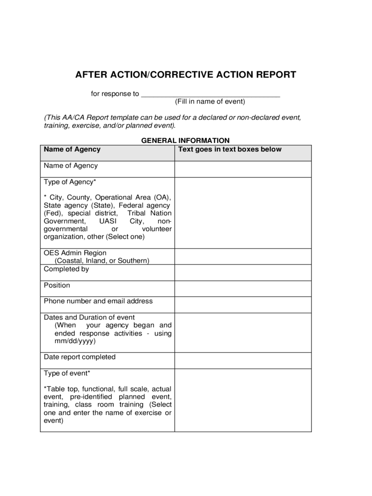 After Action Report Template – 6 Free Templates In Pdf, Word Intended For After Training Report Template